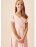 Flutter Sleeves Petal Pleated Chiffon Junior Bridesmaid Dress